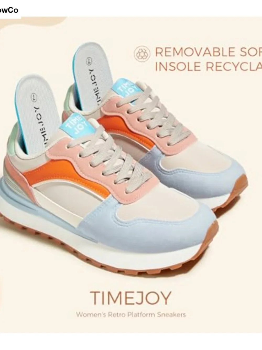 Women's Colorblock Oxford Fabric Lace-Up Platform Sneakers